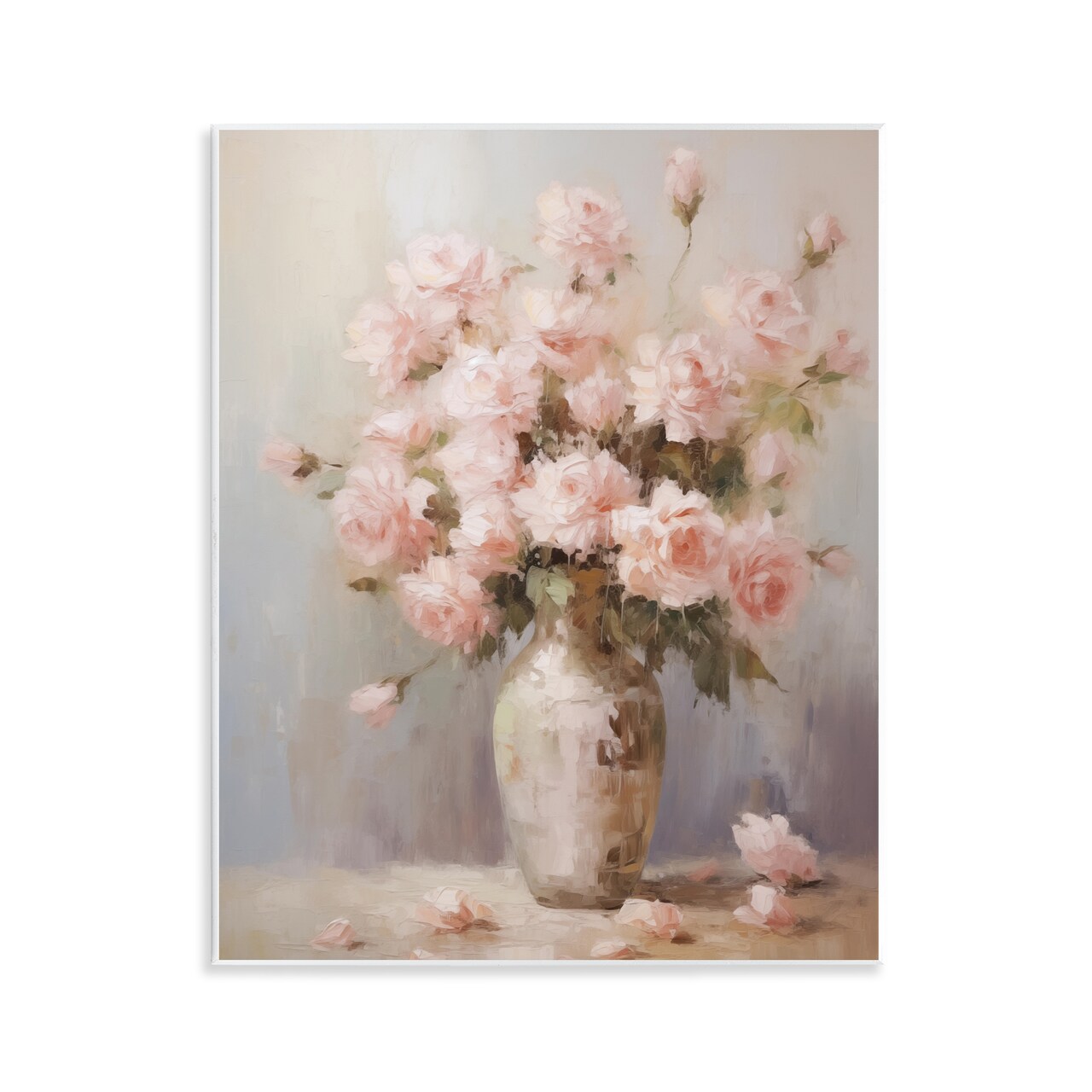 Stupell Industries Vase of Soft Pink Roses Wall Plaque Design by Arlington Prints